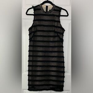 J. Crew, Black Fringy Lace Sheath Dress Style